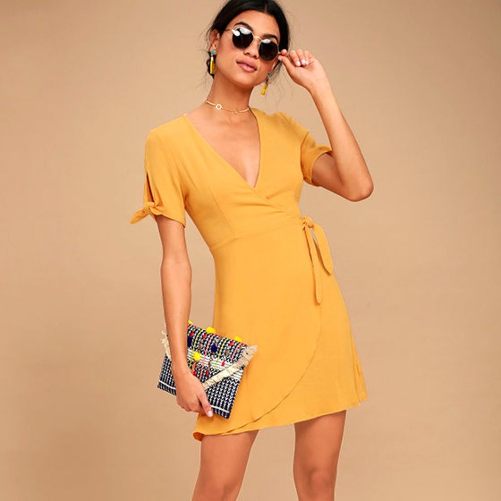 Lulu's Golden Wrap Dress